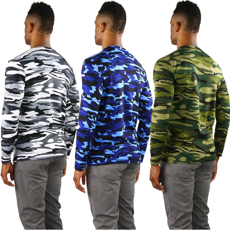 Men's Premium Fleece Lined Microfiber Thermal Long Sleeve Crewneck Shirt Top