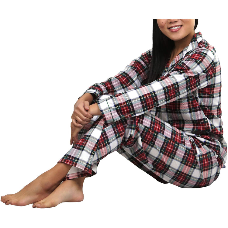 Women's Flannel Pajama Set with Matching Top and Bottom