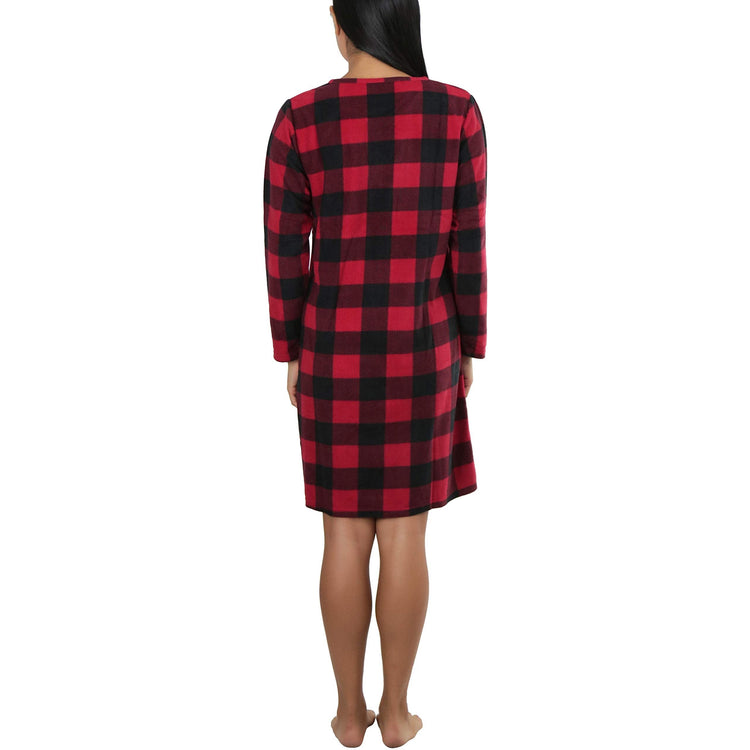 Women's Cozy Fleece Pajama Long Sleeve Nightgown