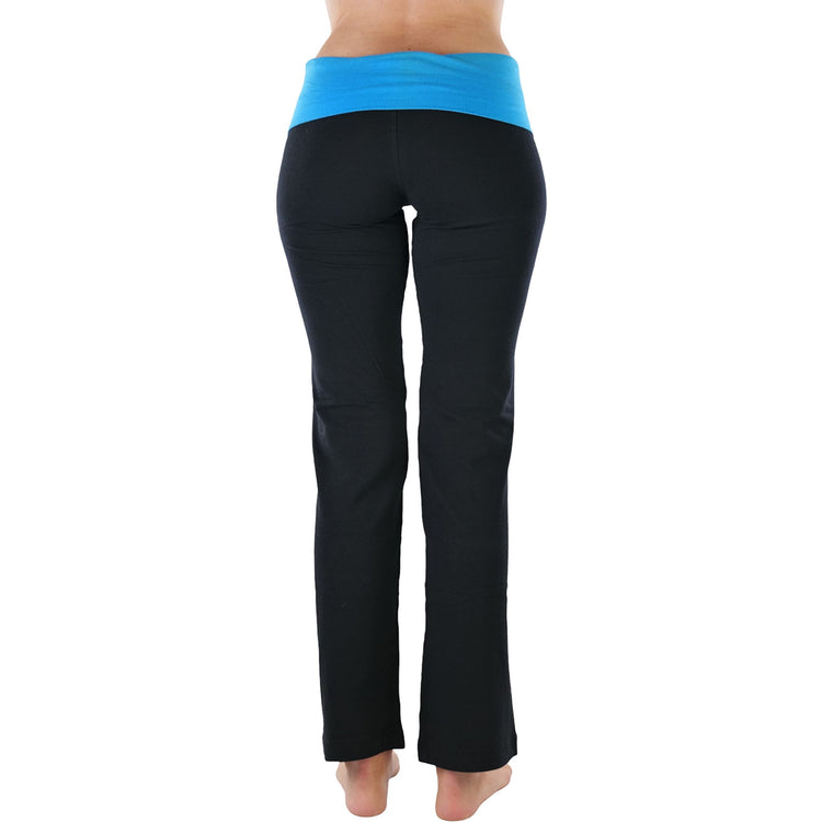 Women's Elastic Exercise Sweatpants w/Fold-Over Waistband
