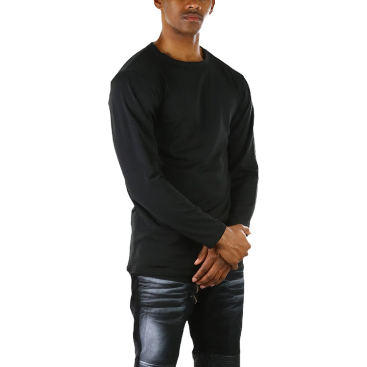 Men's Premium Fleece Lined Microfiber Thermal Long Sleeve Crewneck Shirt Top