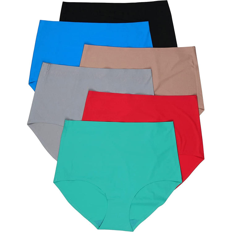ToBeInStyle Women's 6 Pack High Waisted Seamless Tropical Assortment Laser Cut Panties