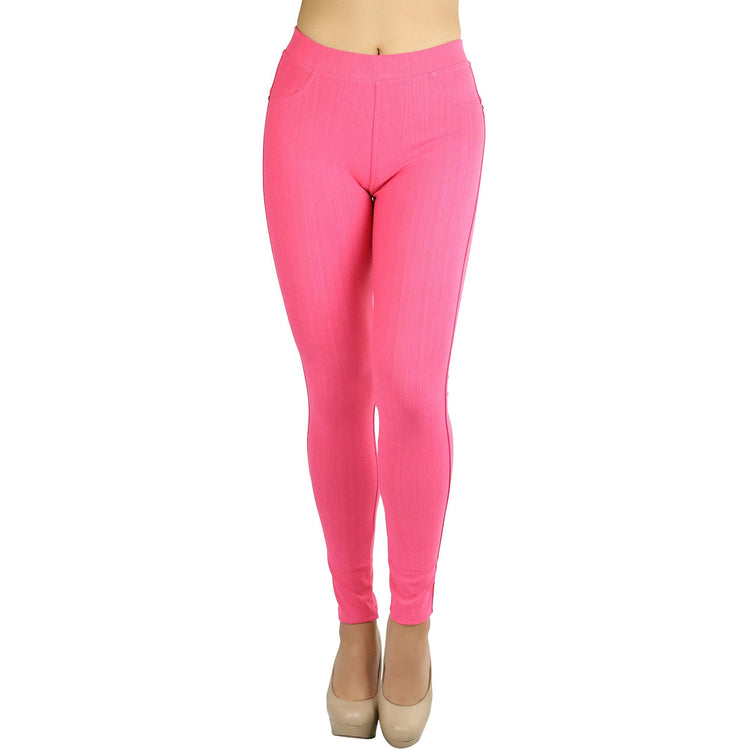 Women's Denim Like Skinny Fit Stretch Jeggings Pants