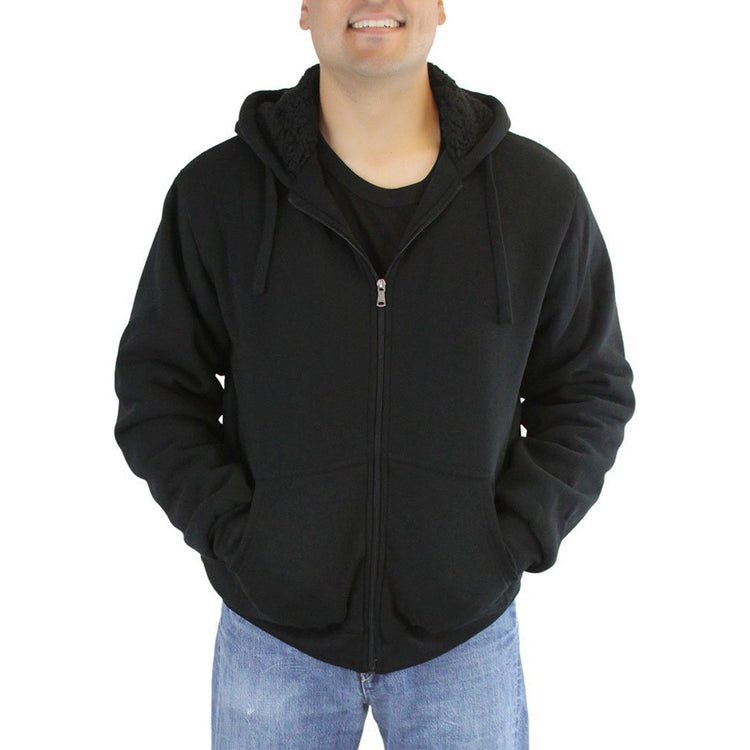Men's Fleece Lined Sherpa Hoodie with Adjustable Drawstring Hood