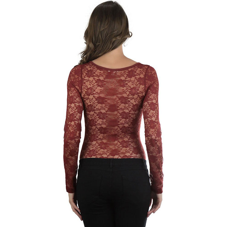 Women's All Lace Long Sleeve Body Suit