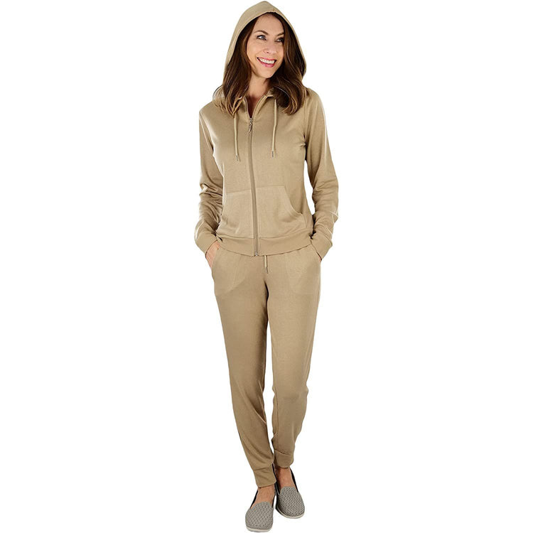 ToBeInStyle Women's French Terry Lightweight Hooded Jacket & Pants