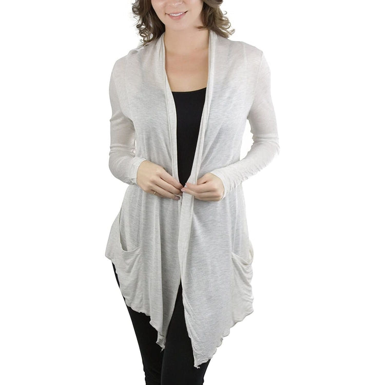 ToBeInStyle Women's Long Sleeve Open Front Lightweight Cardigan