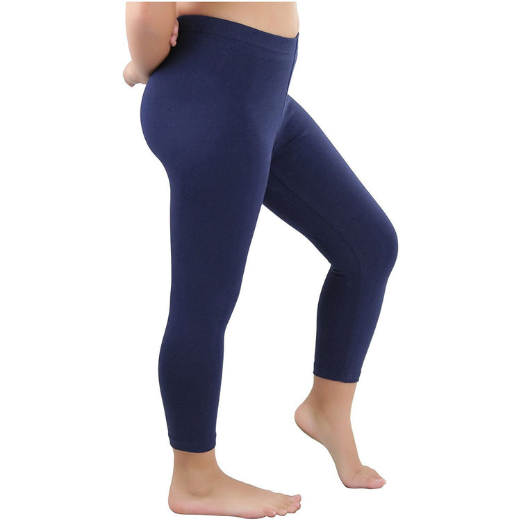 ToBeInStyle Girls' Cotton-Spandex Blend Fitted Full Length Leggings