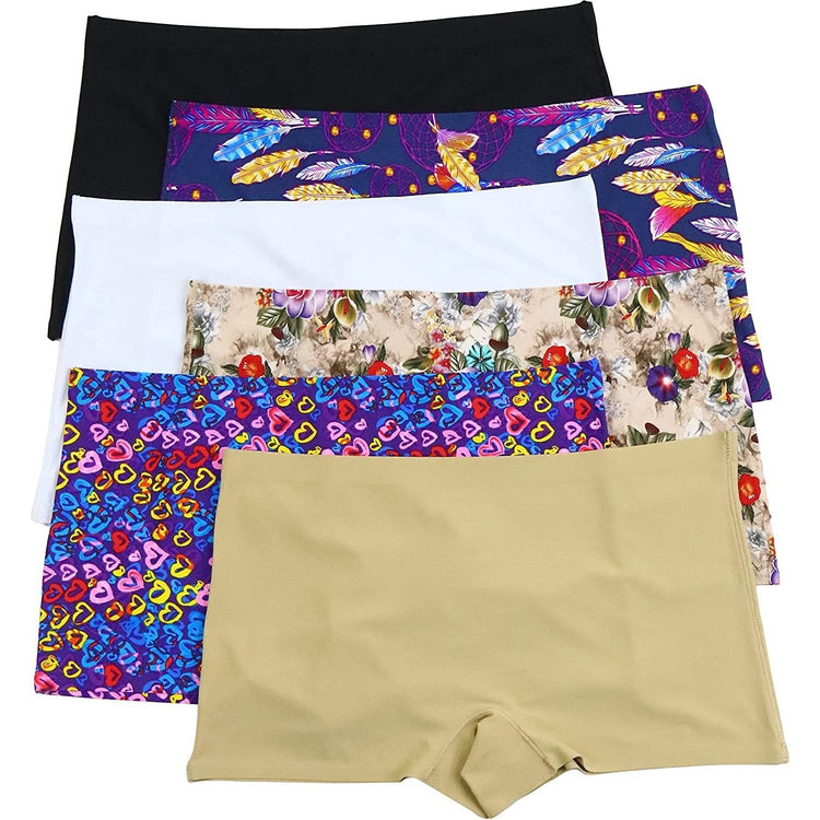 ToBeInStyle Womenโs Pack of 6 Comfortable No Panty Line Laser Cut Boyshorts