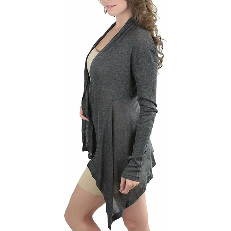 Women's Open Drape-Front Asymmetrical Hem Cardigan
