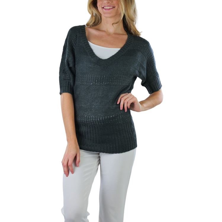Women's Soft Knit V-Neck Sweater Warm Knit Tunic