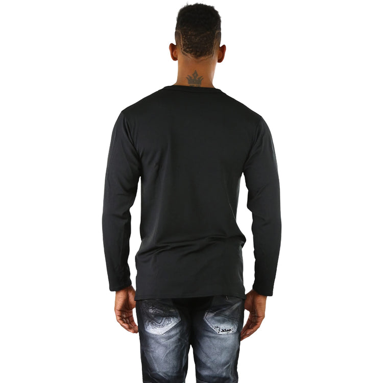 Men's Premium Fleece Lined Microfiber Thermal Long Sleeve Crewneck Shirt Top