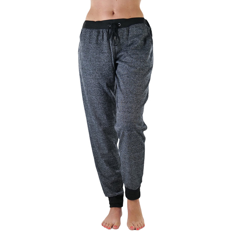 Women's Marled Print French Terry Jogger Pants with Cuff Ends