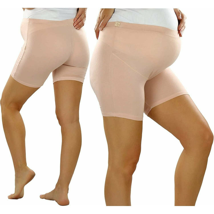 ToBeInStyle Women's Pack of 2 High Waisted Over The Bump Maternity Layering Shorts Underwear with Button Sides