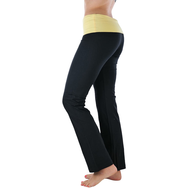 Women's Elastic Exercise Sweatpants w/Fold-Over Waistband