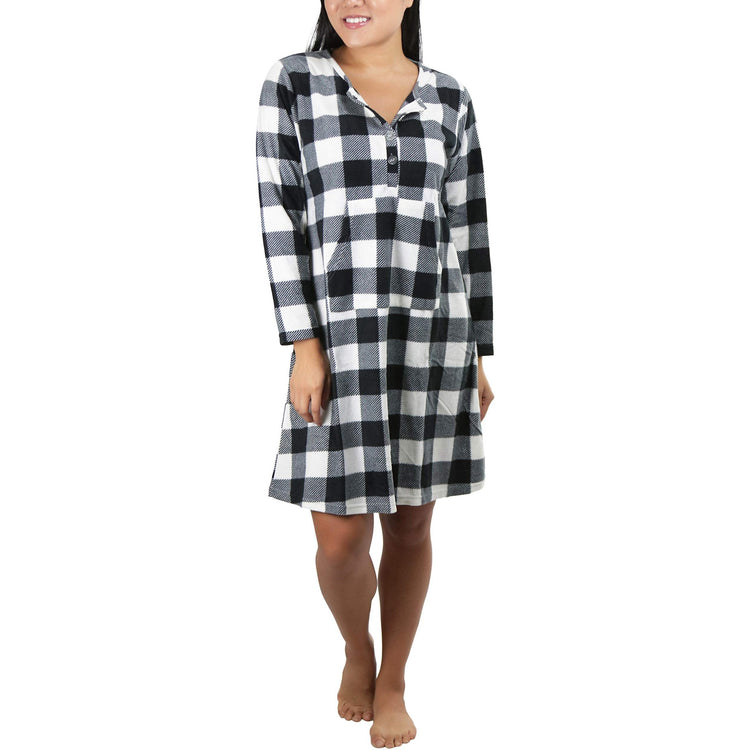 Women's Cozy Fleece Pajama Long Sleeve Nightgown