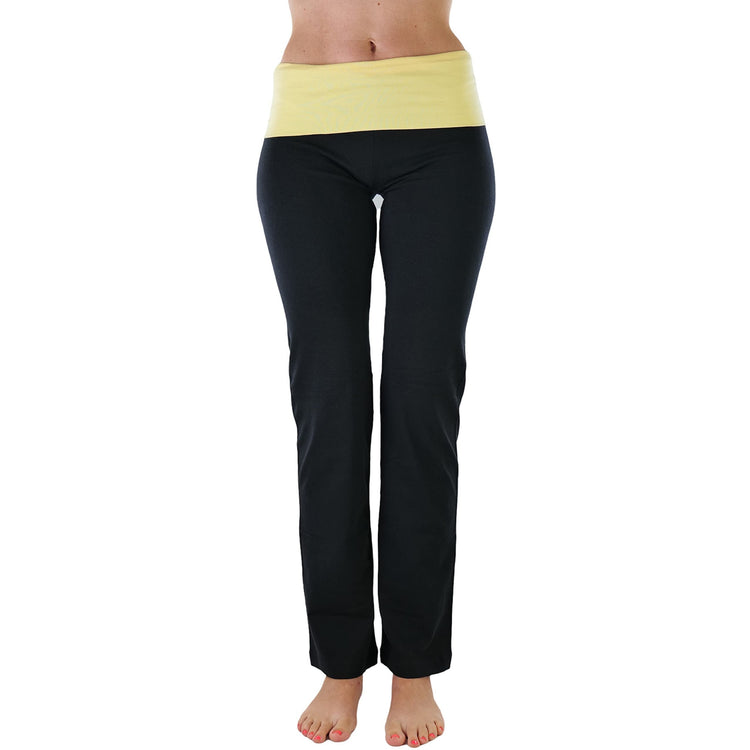 Women's Elastic Exercise Sweatpants w/Fold-Over Waistband