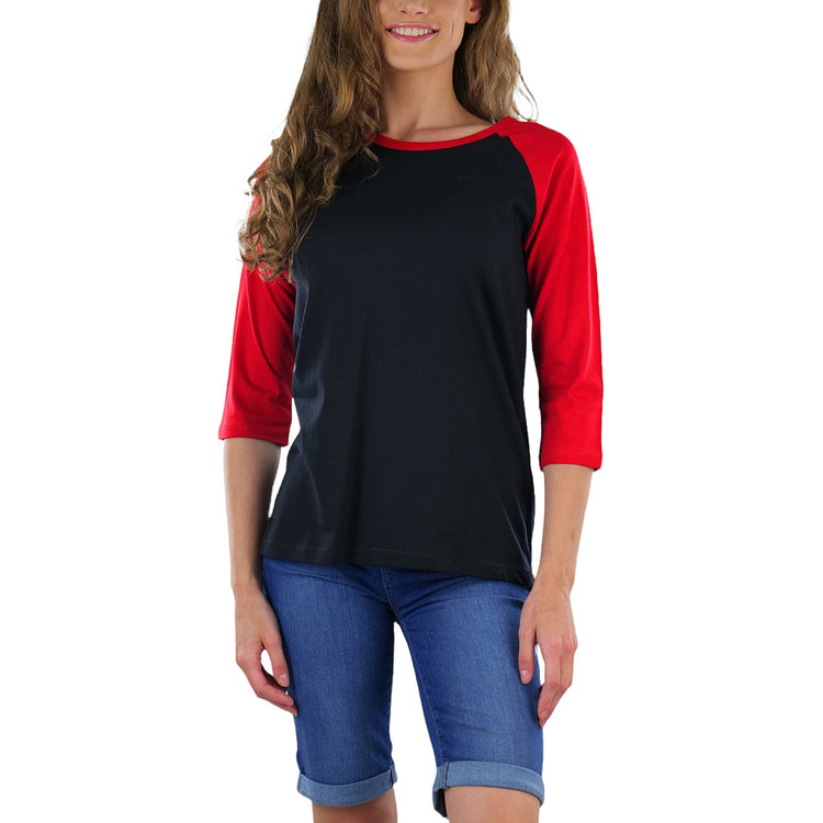 Women's Classic Two Color Cotton Baseball T-Shirts