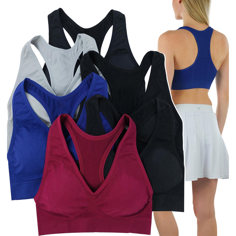 Women’s Pack of 6 Comfortable and Supportive Racerback Sports Bras