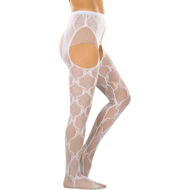 Women's Pantyhose With Lace Bow Suspenders
