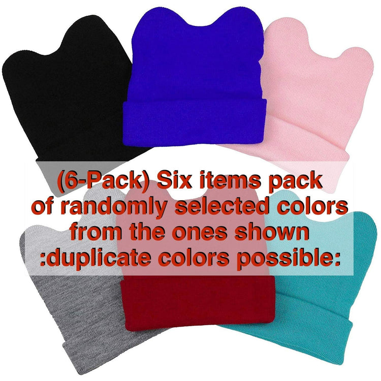 6 Pack Kids' Knitted Acrylic Winter Beanies