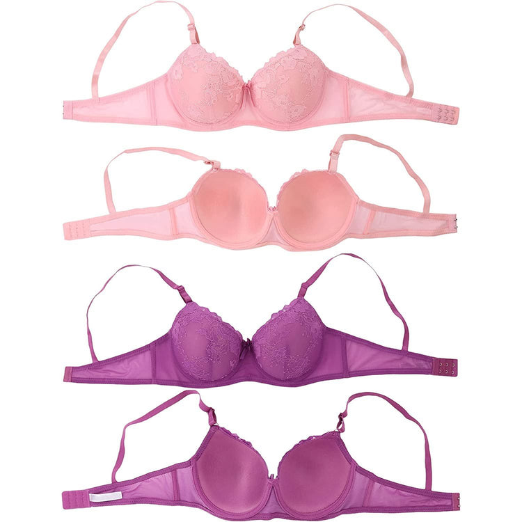 ToBeInStyle Women's Pack of 6 Floral Lace Detail Bras with Lace Trim & Mesh Band