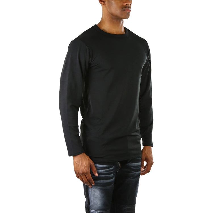 Men's Premium Fleece Lined Microfiber Thermal Long Sleeve Crewneck Shirt Top