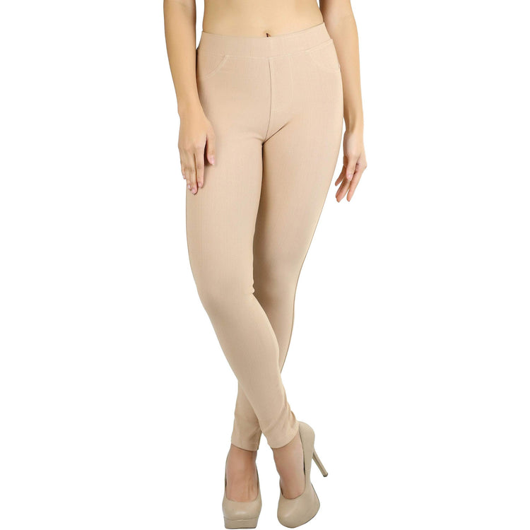Women's Denim Like Skinny Fit Stretch Jeggings Pants