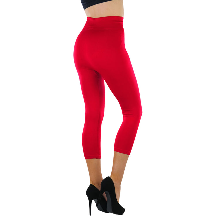Women’s Capri Length Wide Waistband Seamless Lightweight Stretch Leggings