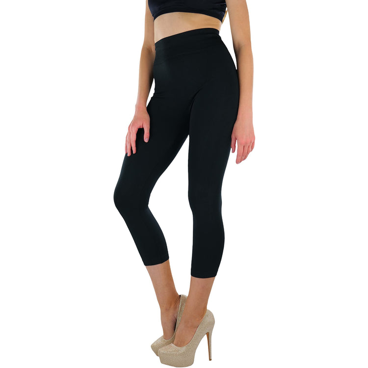 Women’s Capri Length Wide Waistband Seamless Lightweight Stretch Leggings