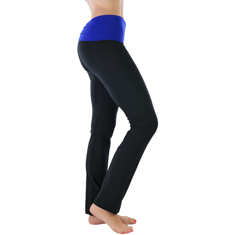 Women's Elastic Exercise Sweatpants w/Fold-Over Waistband