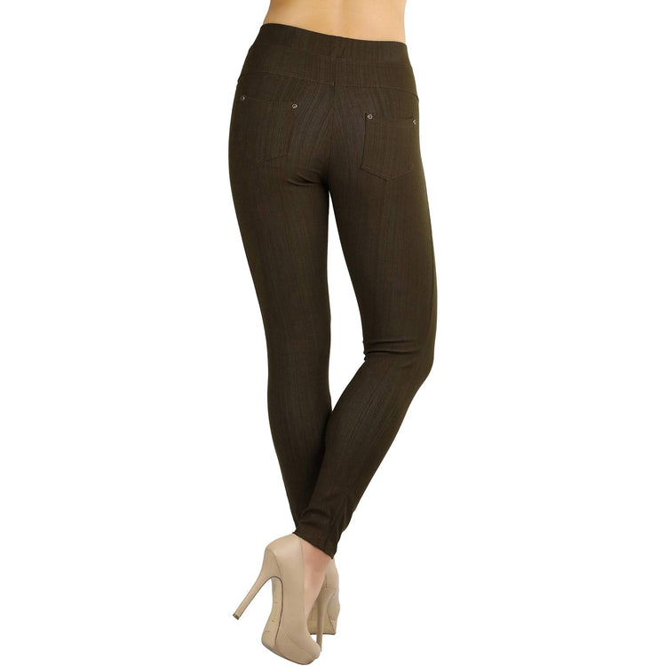 Women's Denim Like Skinny Fit Stretch Jeggings Pants