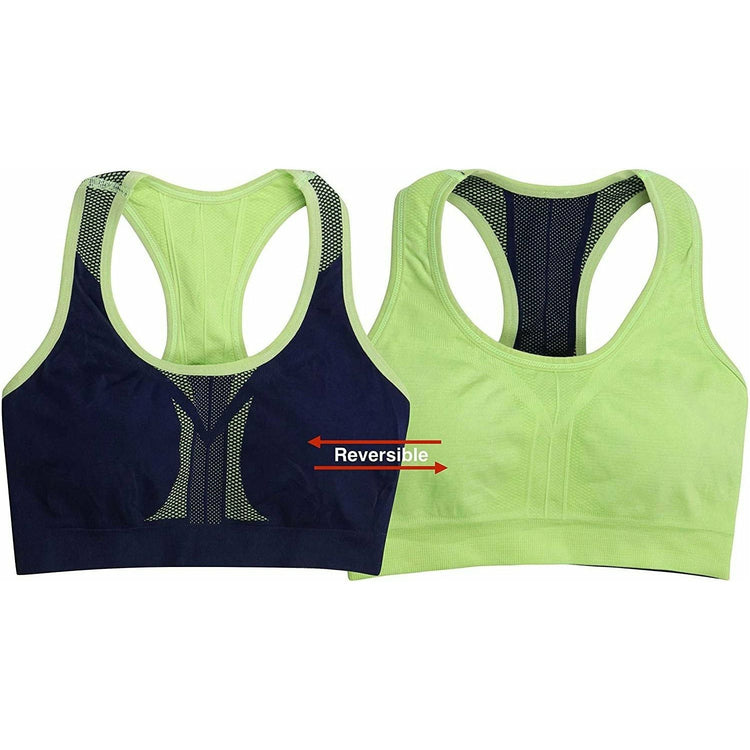 Women's Single or Pack of 3 Reversible Double Layered Compression Sports Bras