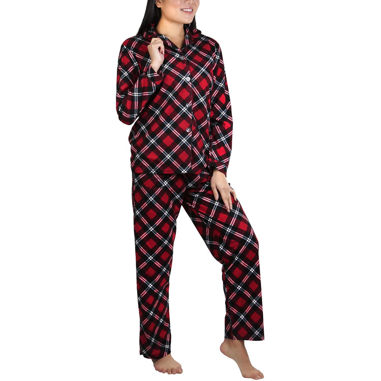 Women's Flannel Pajama Set with Matching Top and Bottom