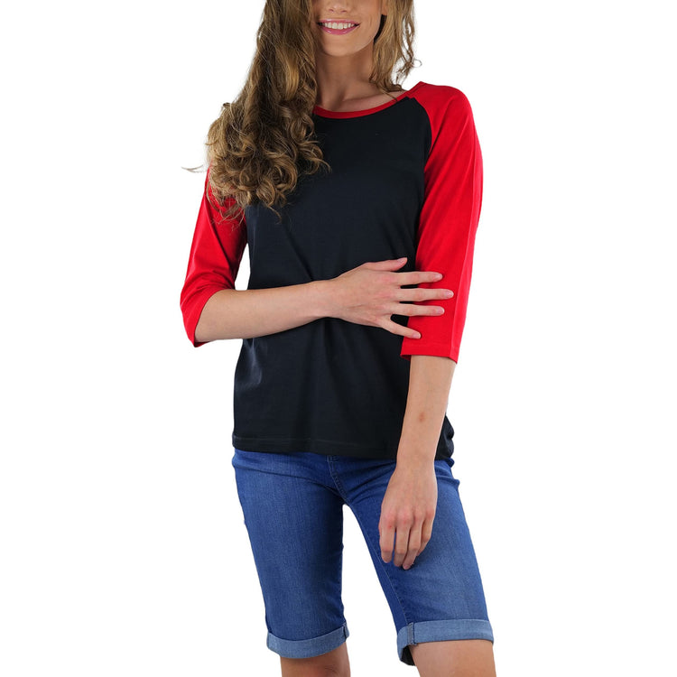 Women's Classic Two Color Cotton Baseball T-Shirts