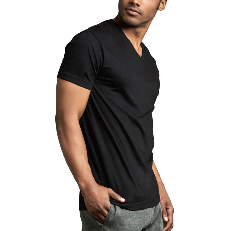 Men's Pack of 100% Cotton Short Sleeve V-Neck Tees