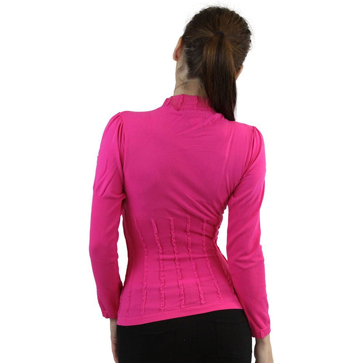 Women’s Seamless Textured Long Sleeve Turtleneck Blouse