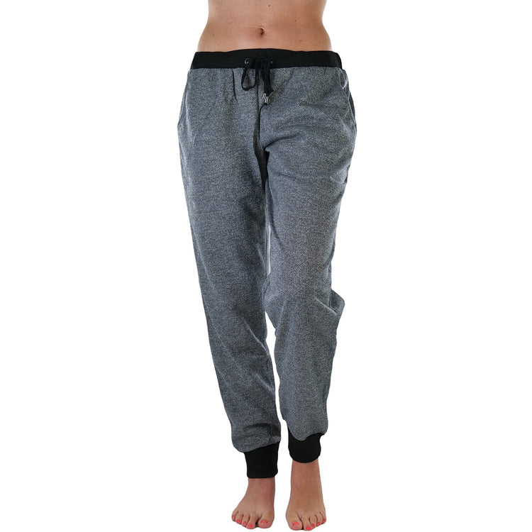 Women's Marled Print French Terry Jogger Pants with Cuff Ends