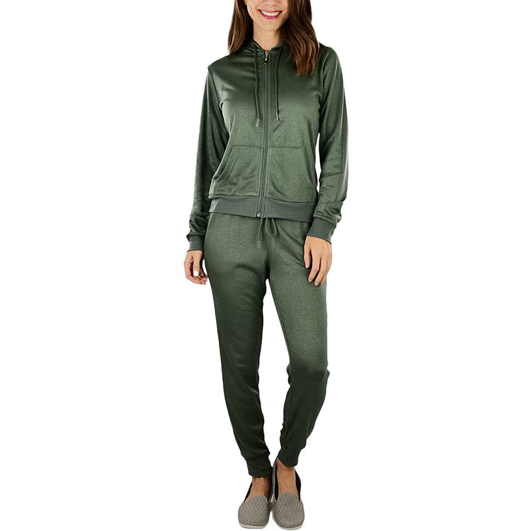 ToBeInStyle Women's French Terry Lightweight Hooded Jacket & Pants