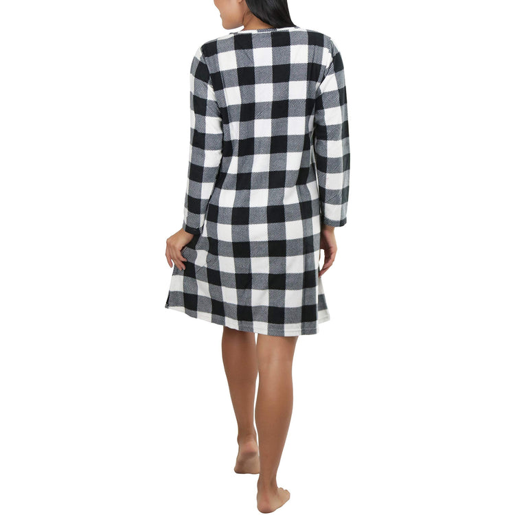 Women's Cozy Fleece Pajama Long Sleeve Nightgown