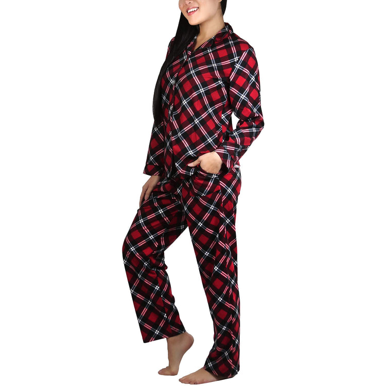 Women's Flannel Pajama Set with Matching Top and Bottom