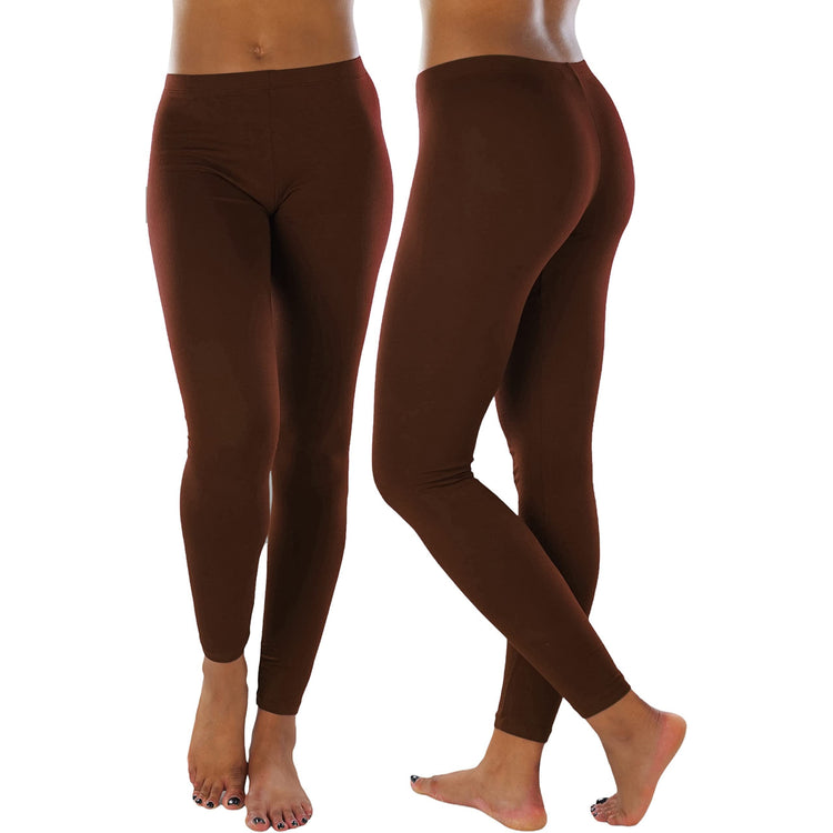 Women's Soft Knit Yoga Cotton Skinny Fit Full Length Leggings