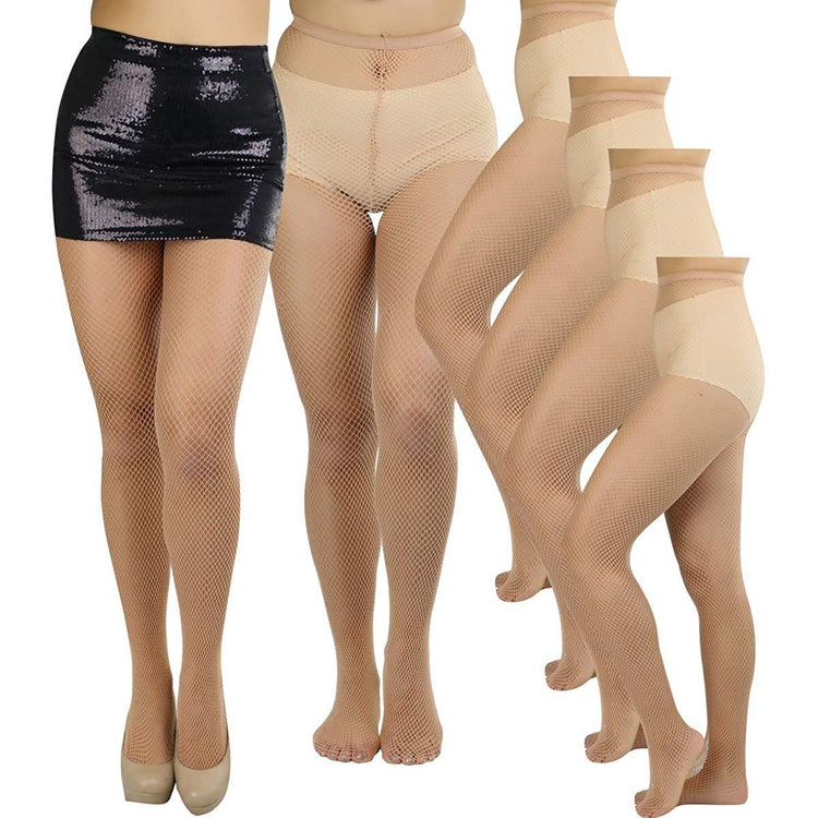 ToBeInStyle Womens Pack of 6 Vibrant Color Nylon Fishnet Pantyhose