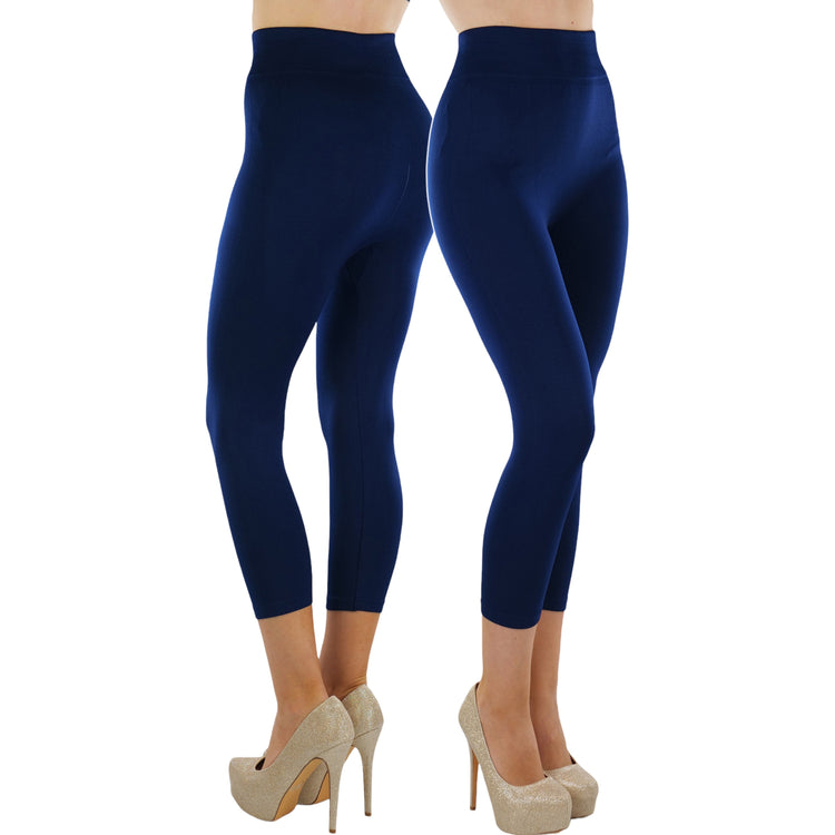 Women’s Capri Length Wide Waistband Seamless Lightweight Stretch Leggings