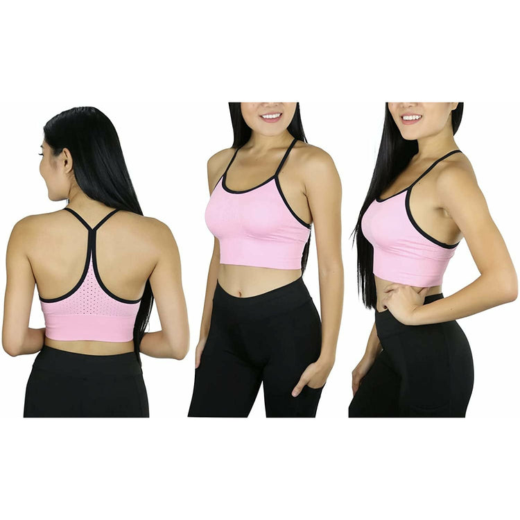 ToBeInStyle Women's Pack of 3 Intricate Long Line Racerback Bralette