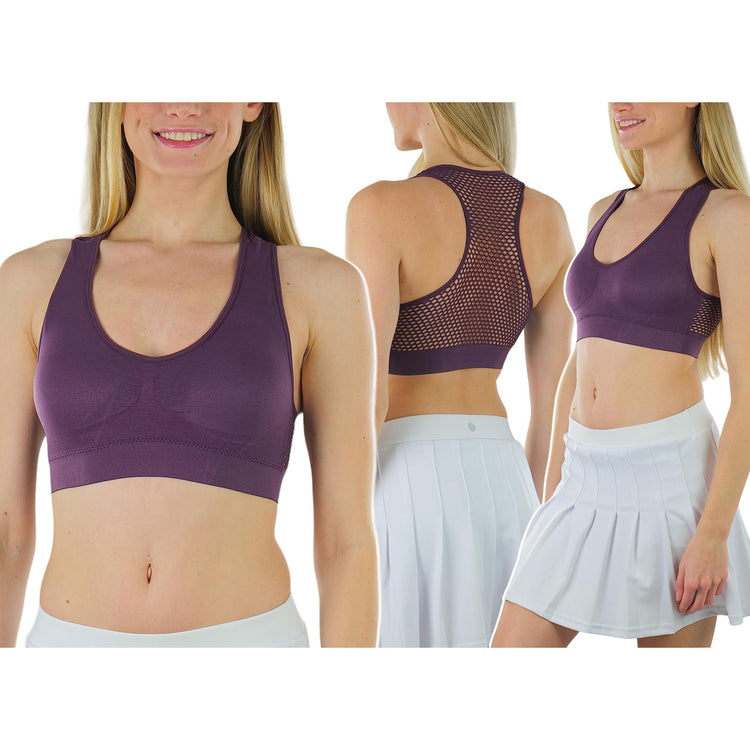 Women’s Pack of 6 Comfortable and Supportive Racerback Sports Bras
