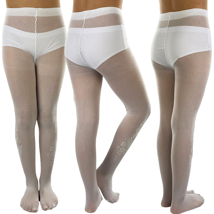 Girls to Junior Pack of 6 Opaque Nylon Tights Pantyhose Age: 1-12 Years Old