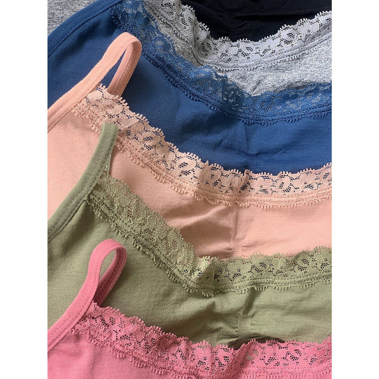 Women's Pack of 6 Nylon Wire-Free Padded Lace Trim Bralettes