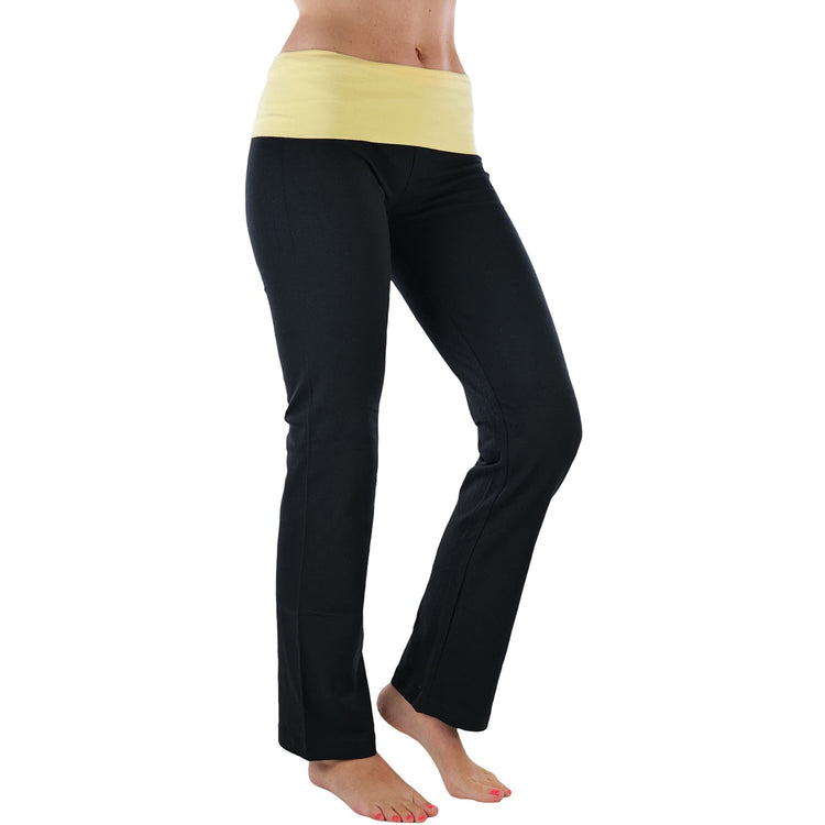 Women's Elastic Exercise Sweatpants w/Fold-Over Waistband