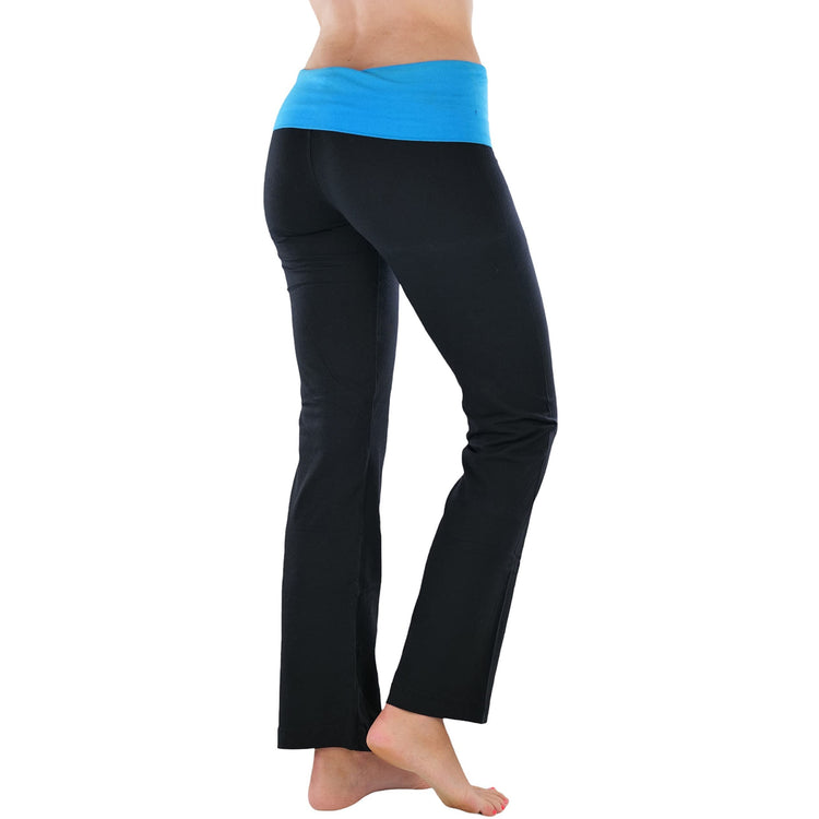 Women's Elastic Exercise Sweatpants w/Fold-Over Waistband
